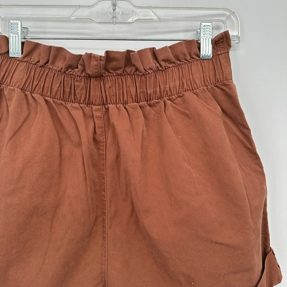 Abercrombie & Fitch Rust Brown Paperbag Waist Cuffed Shorts High Rise Women's M - Picture 6 of 9